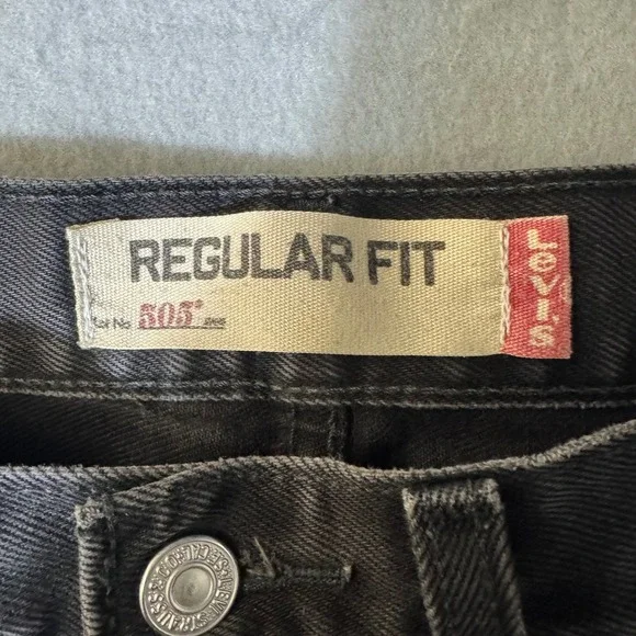 Levis 505 Regular Fit Jeans Mens 31x30 Faded Black Straight Leg Denim - Picture 6 of 8